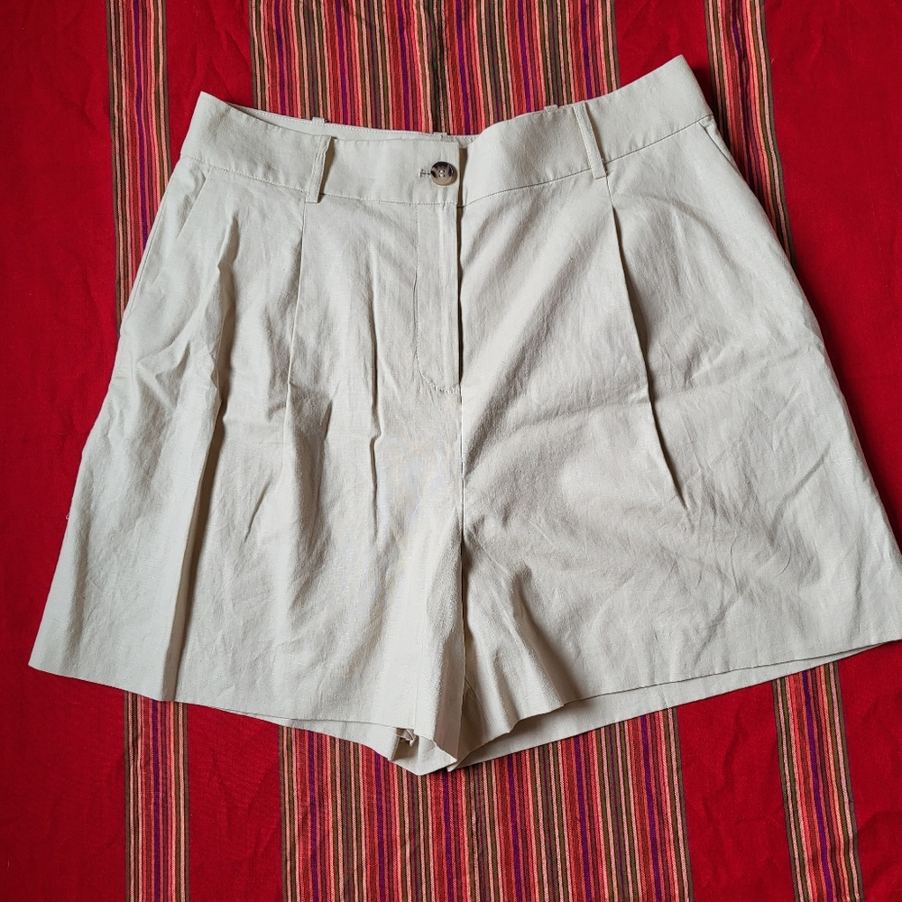 NWT Alex Marie Linen Blend Bermuda Shorts Women's Size 16 Beige